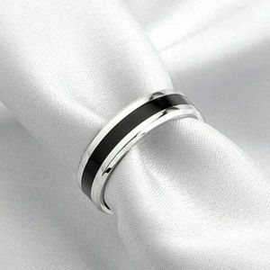 Ring ~ Titanium & Stainless Steel ~ Onyx ~ Band ~ For Him